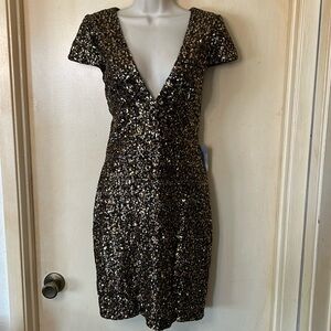 Dress The Population Zoe Bronze Sequin Mini Dress size L
